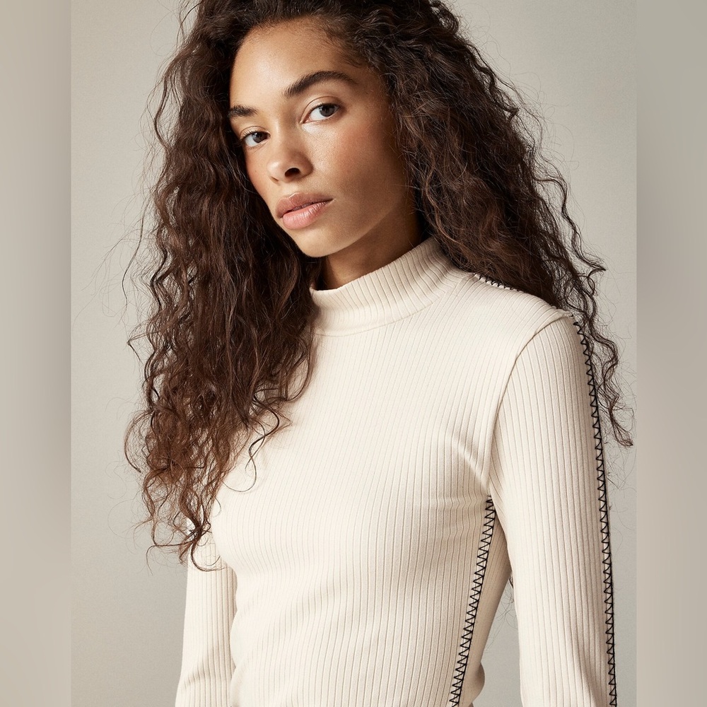 J.Crew Women’s Premium rib turtleneck with whipstitch trim